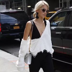Distressed Jag Loose Fit Crop Edgy Sweater